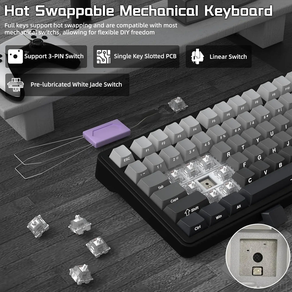 Attack Shark X85 Wireless Mechanical Gaming Keyboard — 75% Layout | Hot-Swap | Knob | PBT Keycaps