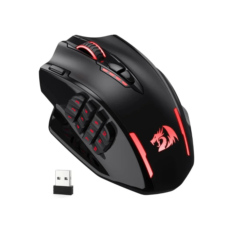 Redragon M913 Impact Elite Wireless Gaming Mouse — 16000 DPI | 16 Buttons | RGB | Black & White