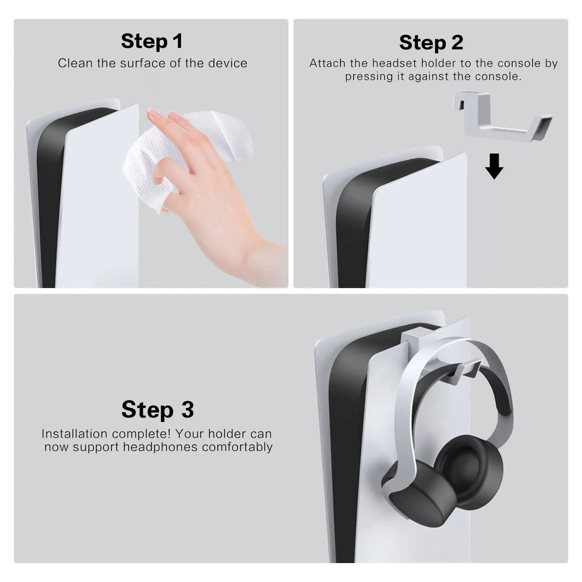 PS5 Headset Hanger — Minimalist Headphone Holder with Support Bar for PlayStation 5