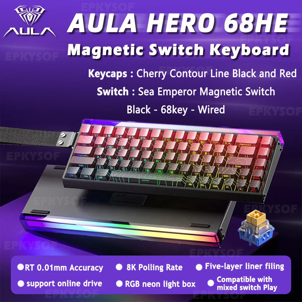 AULA HERO 68HE Gaming Keyboard — Hall Effect Magnetic Switches | Rapid Trigger | 8K Polling | RGB | 65%