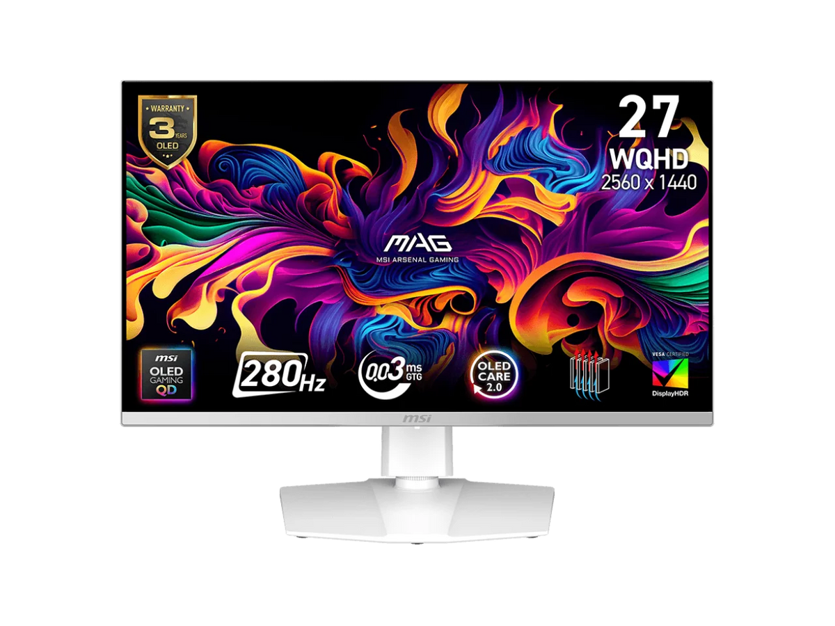 MSI MAG272QPW 27" QD-OLED Gaming Monitor — 2K 280Hz | 0.03ms | HDR400 | USB-C | White