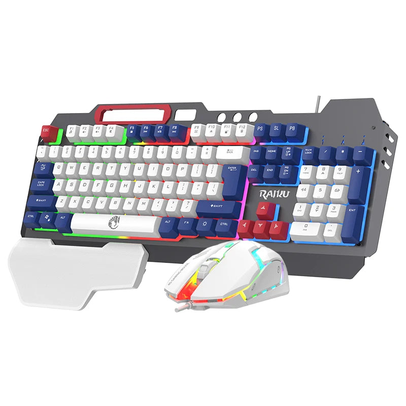 T16 Gaming Keyboard & Mouse Combo — RGB Backlit | Metal Build | Palm Rest | 6-Key Rainbow Mouse
