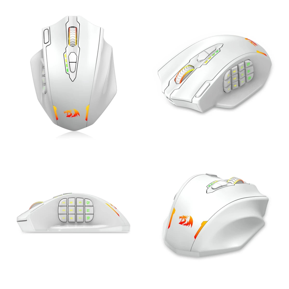 Redragon M913 Impact Elite Wireless Gaming Mouse — 16000 DPI | 16 Buttons | RGB | Black & White