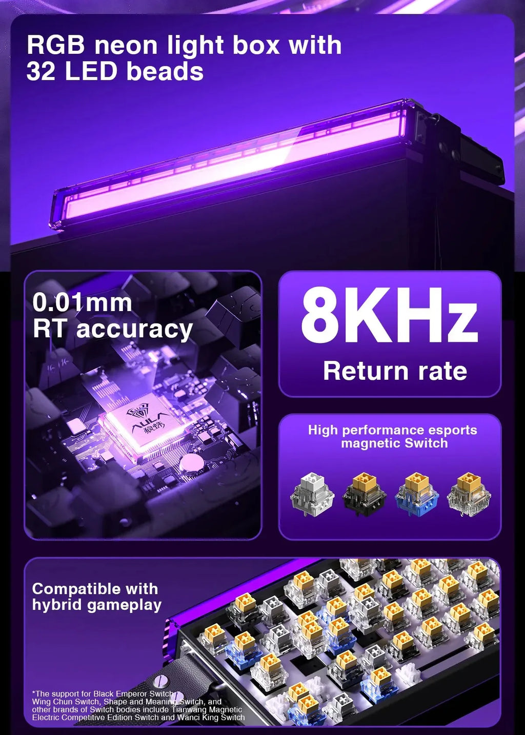 AULA HERO 68HE Gaming Keyboard — Hall Effect Magnetic Switches | Rapid Trigger | 8K Polling | RGB | 65%