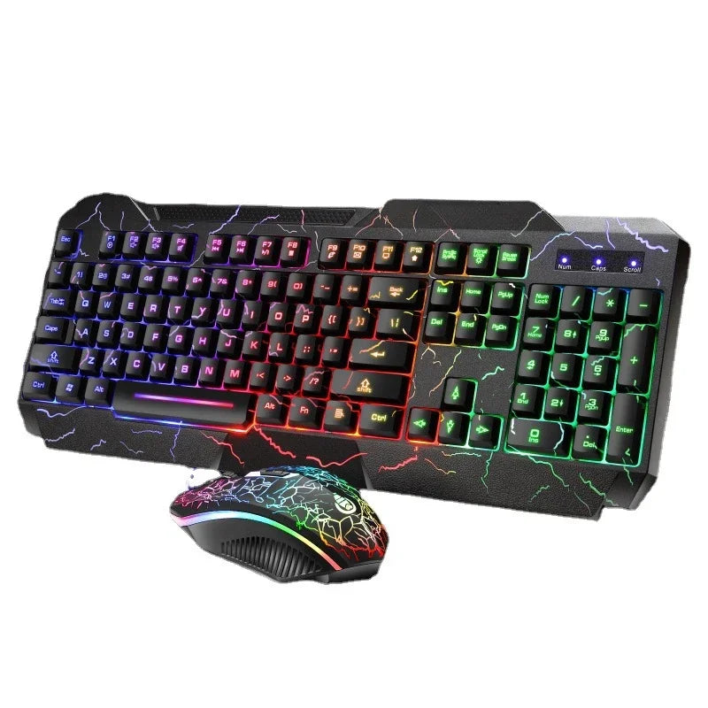 Wired Gaming Keyboard & Mouse Combo — RGB Backlit | Mechanical Feel | LED Lighting