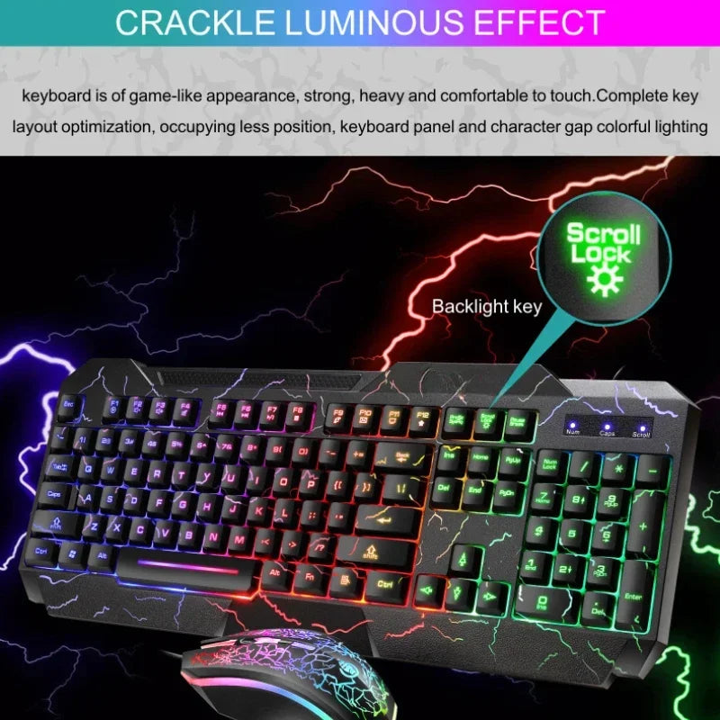Wired Gaming Keyboard & Mouse Combo — RGB Backlit | Mechanical Feel | LED Lighting