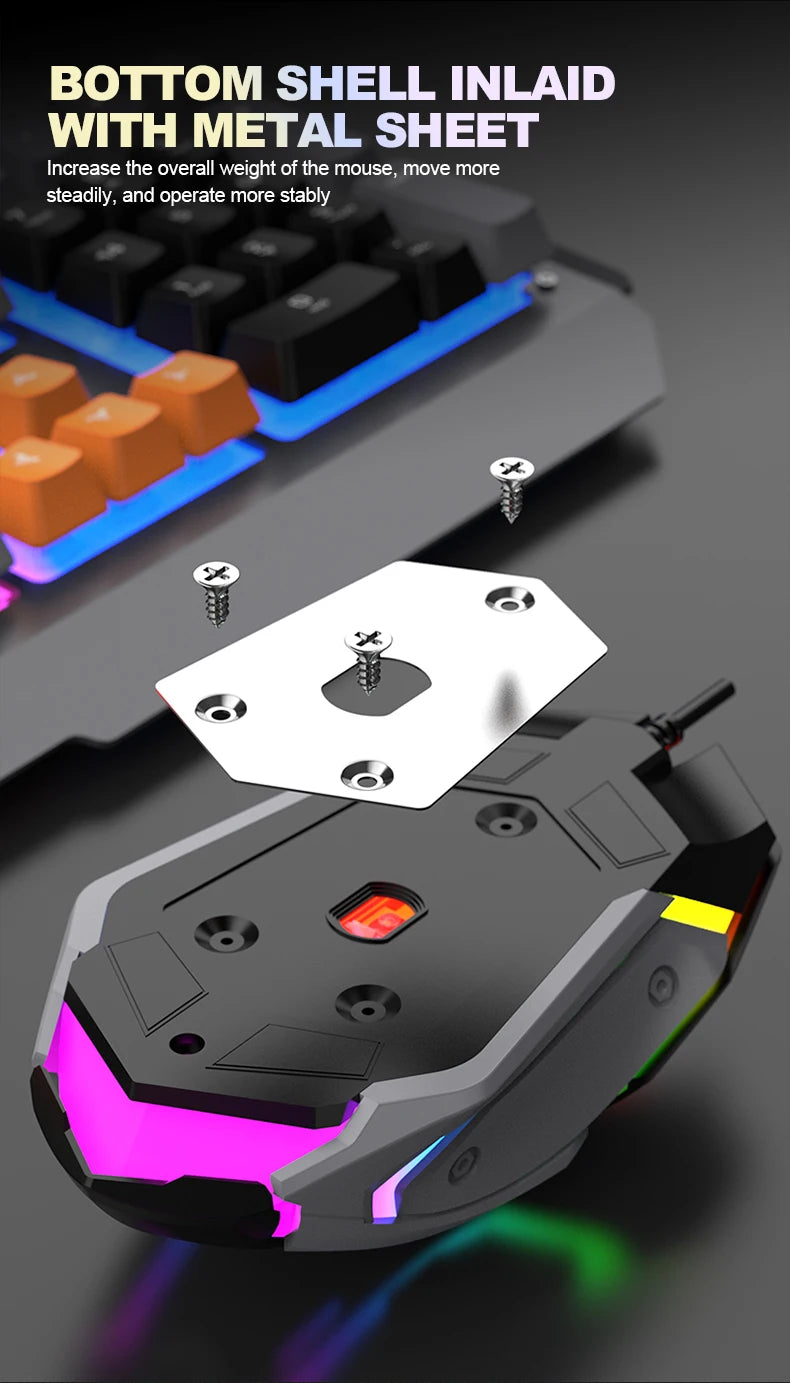T16 Gaming Keyboard & Mouse Combo — RGB Backlit | Metal Build | Palm Rest | 6-Key Rainbow Mouse