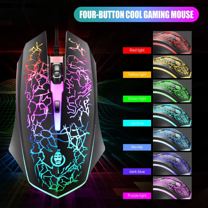 Wired Gaming Keyboard & Mouse Combo — RGB Backlit | Mechanical Feel | LED Lighting
