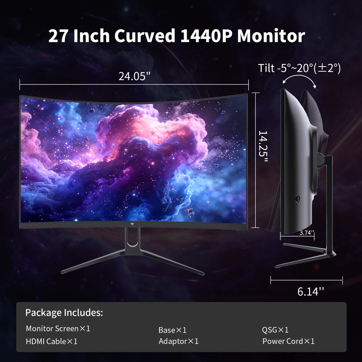 KTC H27S5C 27" Curved Gaming Monitor — 1080p 165Hz | VA Panel | FreeSync | HDMI & DP