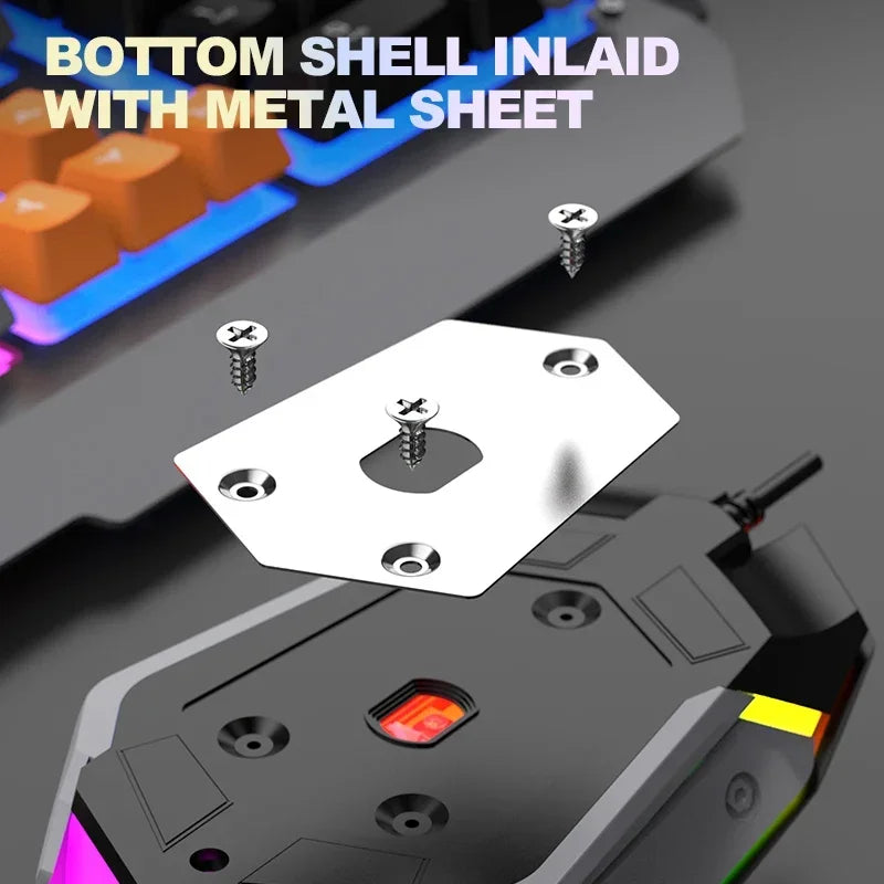 T16 Gaming Keyboard & Mouse Combo — RGB Backlit | Metal Build | Palm Rest | 6-Key Rainbow Mouse
