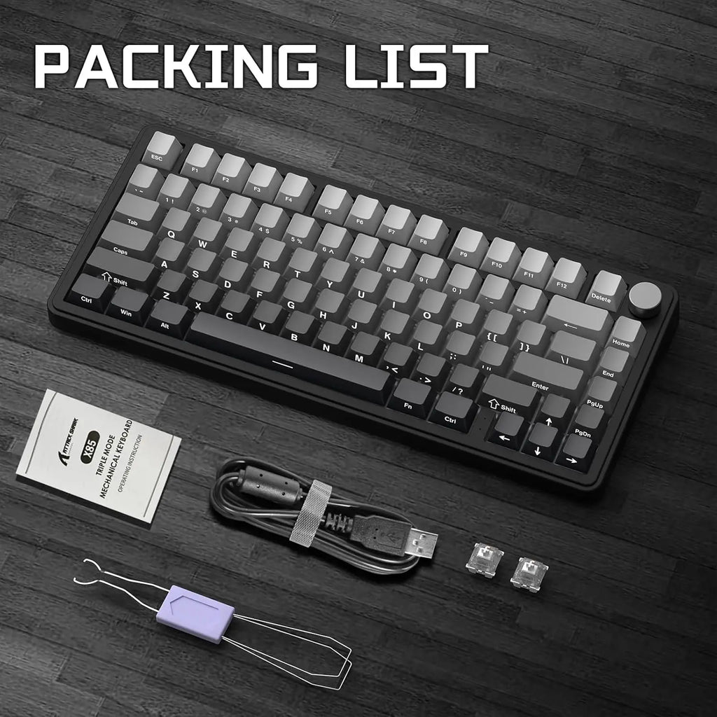 Attack Shark X85 Wireless Mechanical Gaming Keyboard — 75% Layout | Hot-Swap | Knob | PBT Keycaps