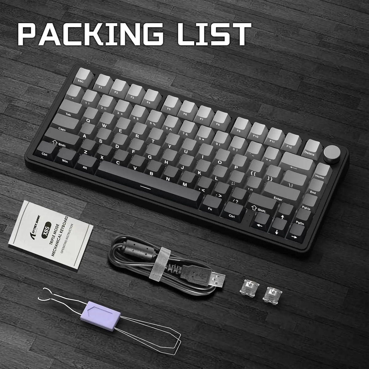 Attack Shark X85 Wireless Mechanical Gaming Keyboard — 75% Layout | Hot-Swap | Knob | PBT Keycaps