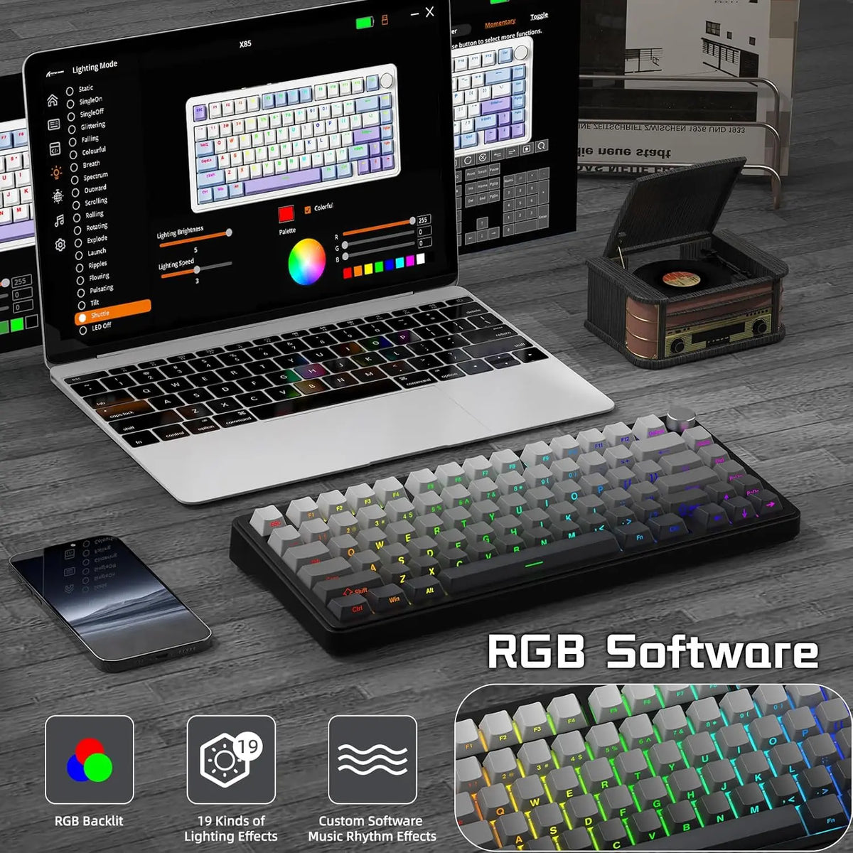 Attack Shark X85 Wireless Mechanical Gaming Keyboard — 75% Layout | Hot-Swap | Knob | PBT Keycaps