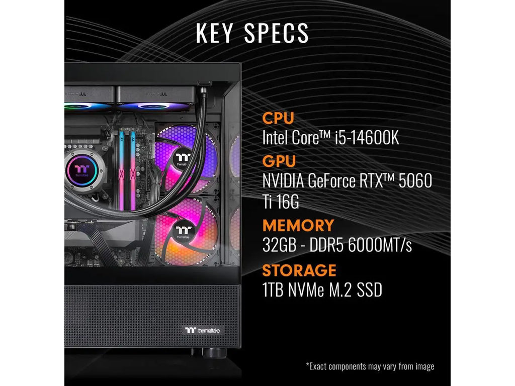 Thermaltake Gaming Desktop PC — Intel Core i5-14600K | RTX 5060 Ti | 32GB DDR5 | 1TB NVMe SSD