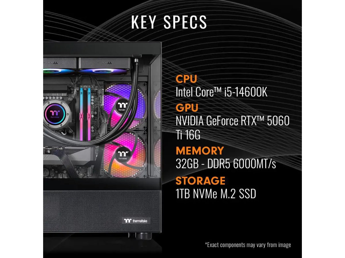 Thermaltake Gaming Desktop PC — Intel Core i5-14600K | RTX 5060 Ti | 32GB DDR5 | 1TB NVMe SSD