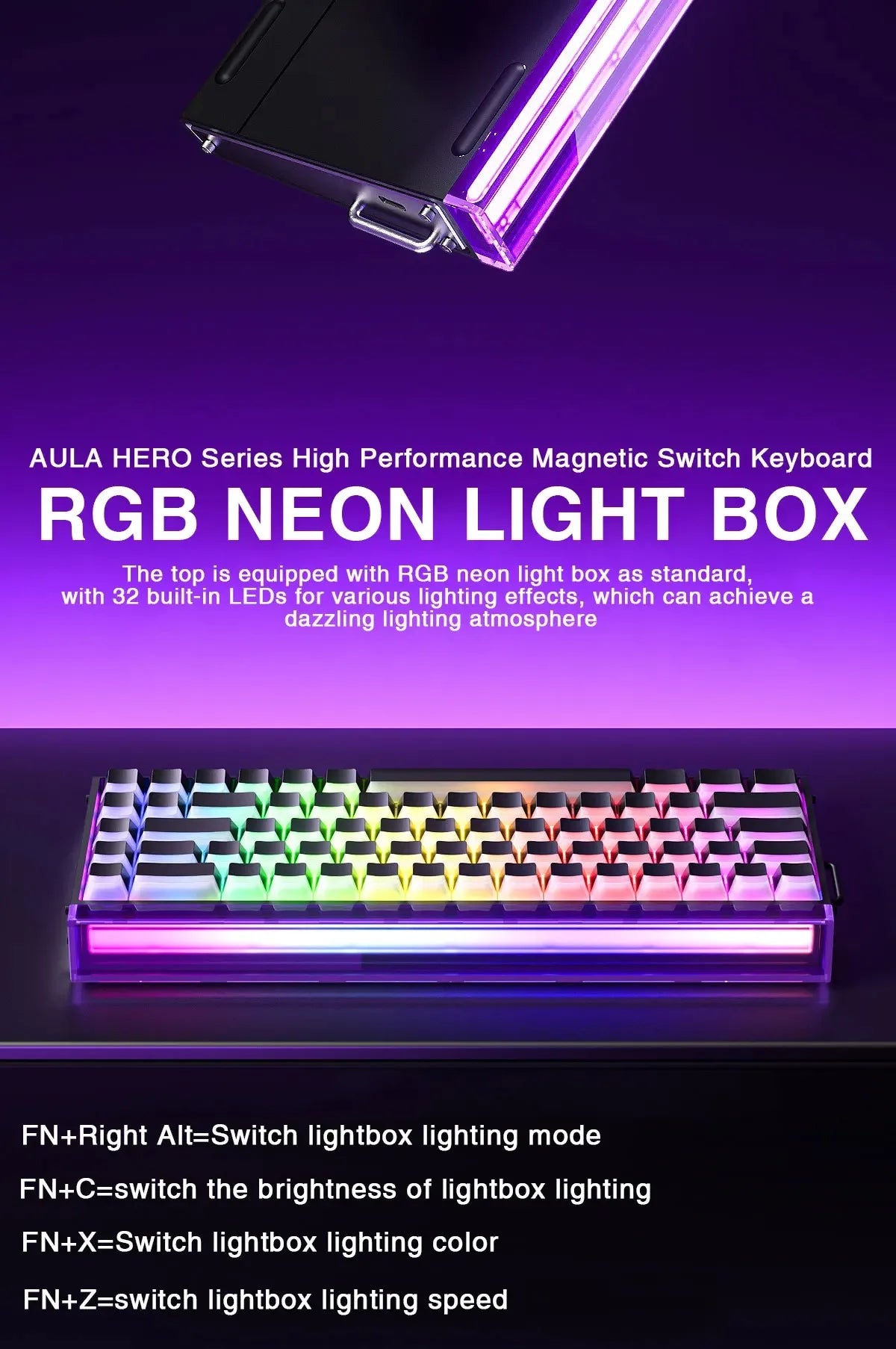AULA HERO 68HE Gaming Keyboard — Hall Effect Magnetic Switches | Rapid Trigger | 8K Polling | RGB | 65%