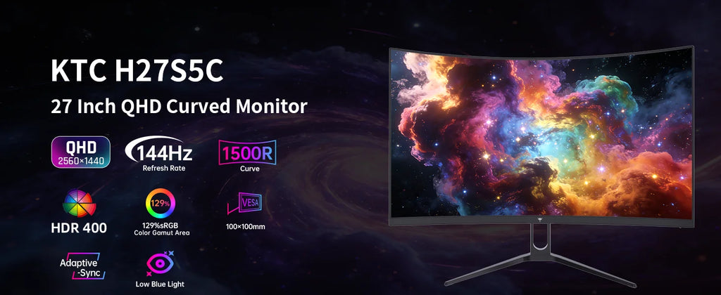 KTC H27S5C 27" Curved Gaming Monitor — 1080p 165Hz | VA Panel | FreeSync | HDMI & DP