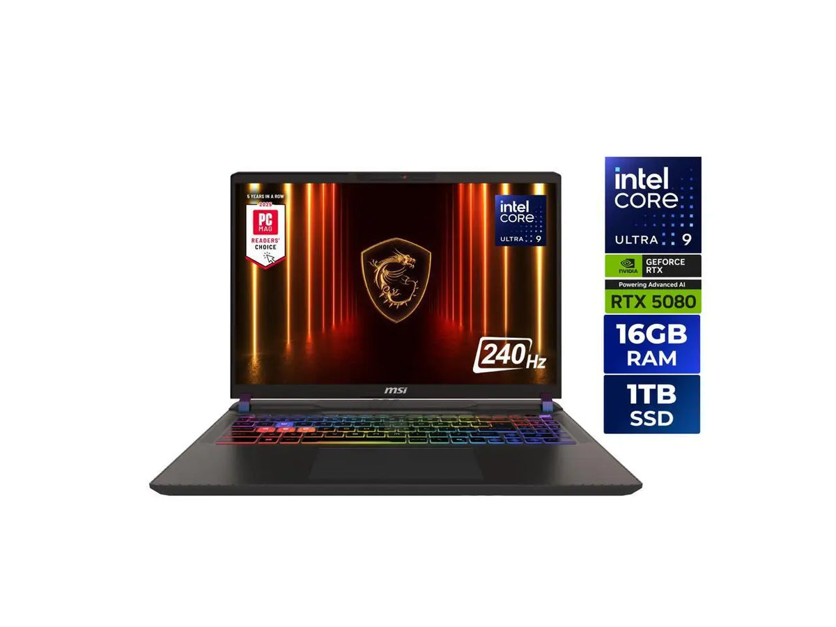 MSI Vector 16 Gaming Laptop — 16" QHD | NVIDIA GeForce RTX 5080 | Intel Core Ultra | Wi-Fi 7