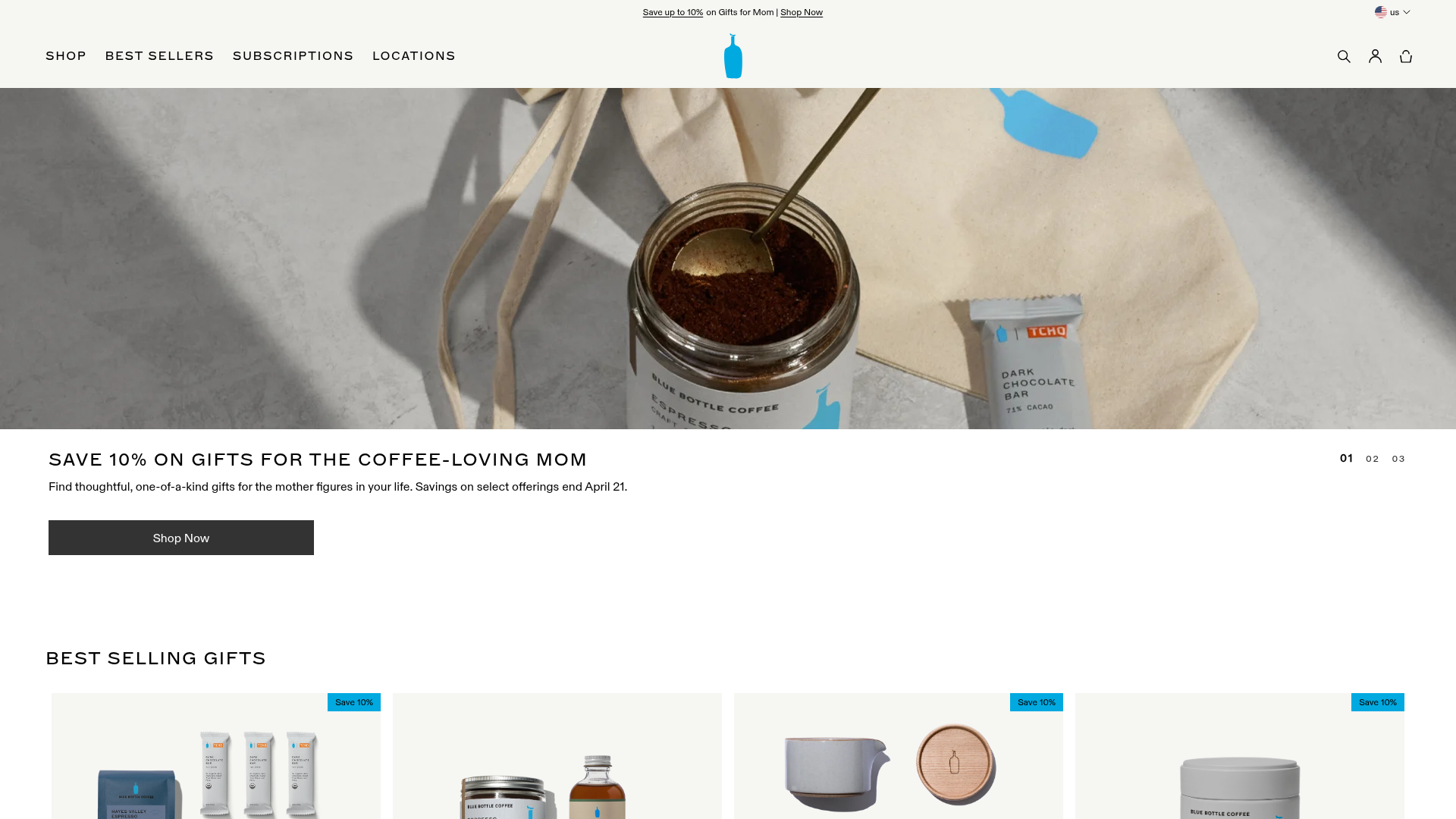 2. Blue Bottle Coffee Homepage