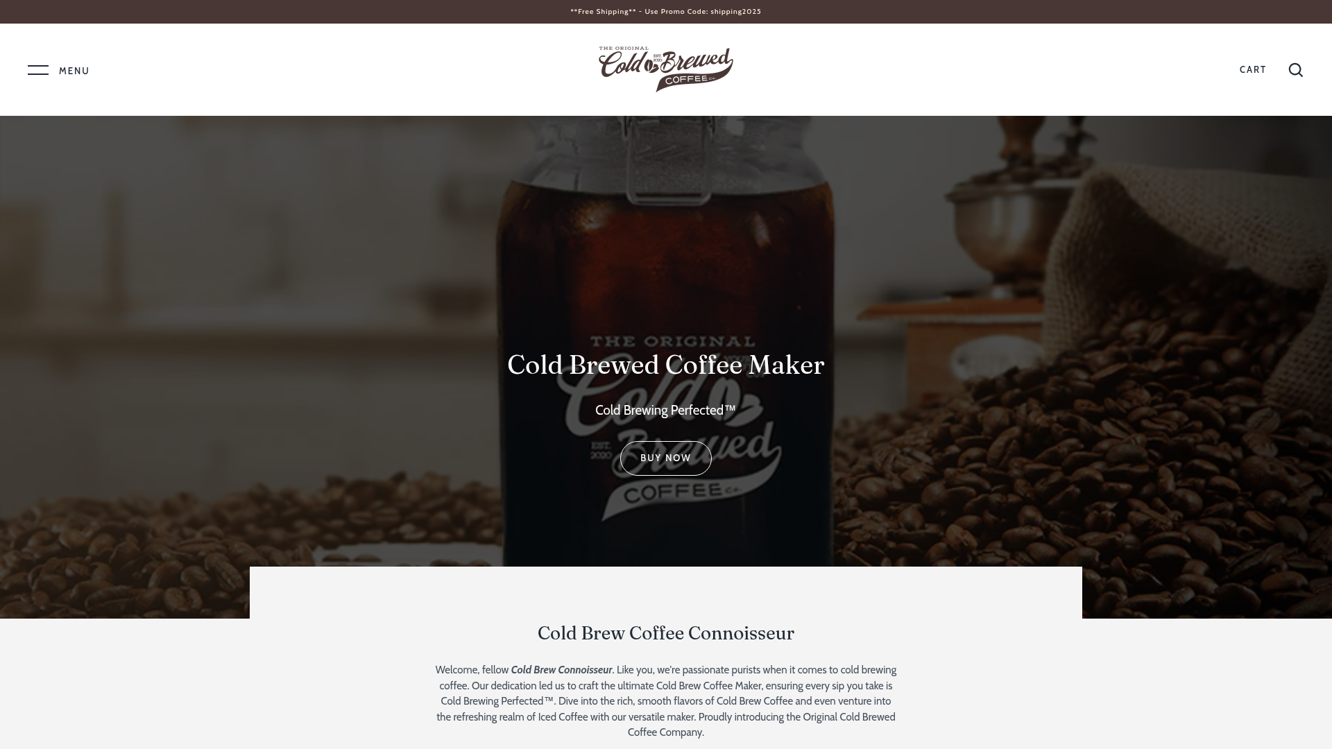 4. The Original Cold Brewed Coffee Company Homepage